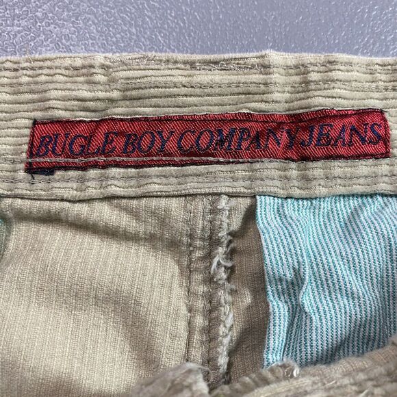 BUGLE BOY CO Pants Corduroy Pleated Cuffed Skater 90s Mens 32M Beige Tan 30x30 - Picture 3 of 11